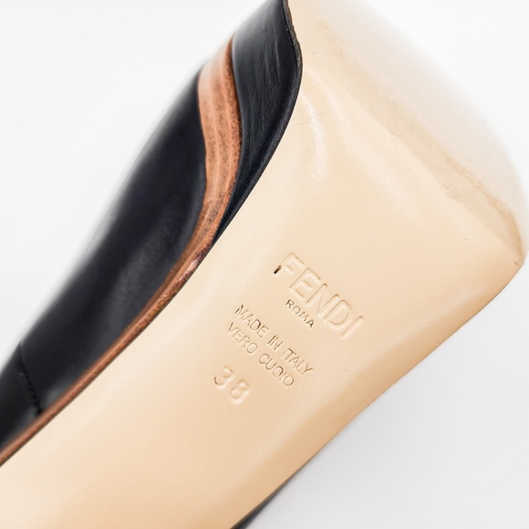 FENDI Black Nappa Leather Platform Pumps Heels EU 38 - Picture 9 of 10
